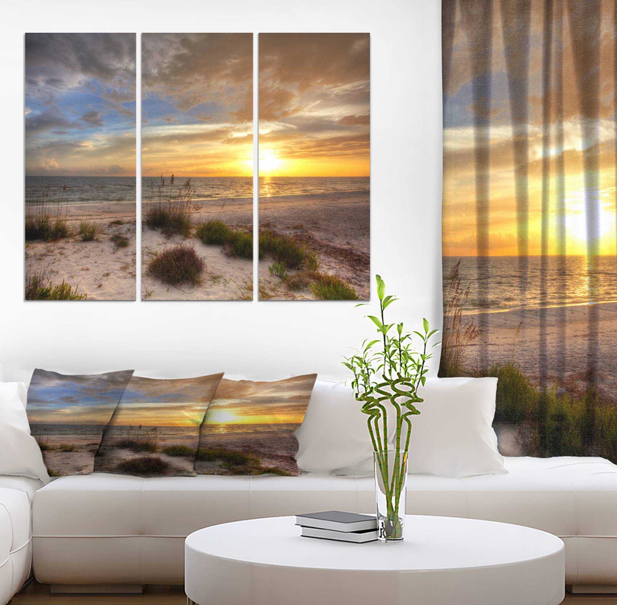 Designart - Sandy Beach with sunset